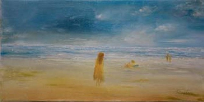 "Guardando il mare "- "Olhando o Mar" - Olio su tela 40 x 20 cm (2008) - WOODNS