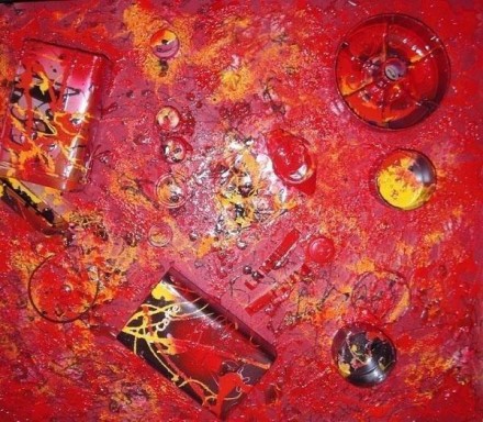 Red passion - Kunststoffe, Metalle 60 x 50 cm -2008 - WOODNS