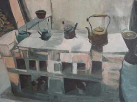 茶馆-茶馆 布面油画（90X65CM）Breaking of bread-Tea Oil on canvas (90X65CM) - WOODNS