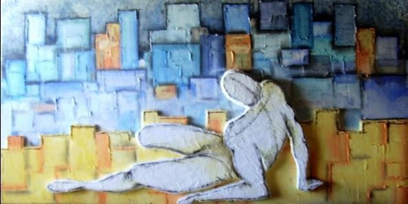 Resistance to solitude 150 x 80cms, Relief - WOODNS